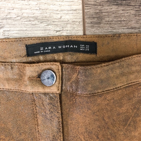 Zara Camel Brown Faux Suede Legging/Pant Pants - Picture 3 of 4
